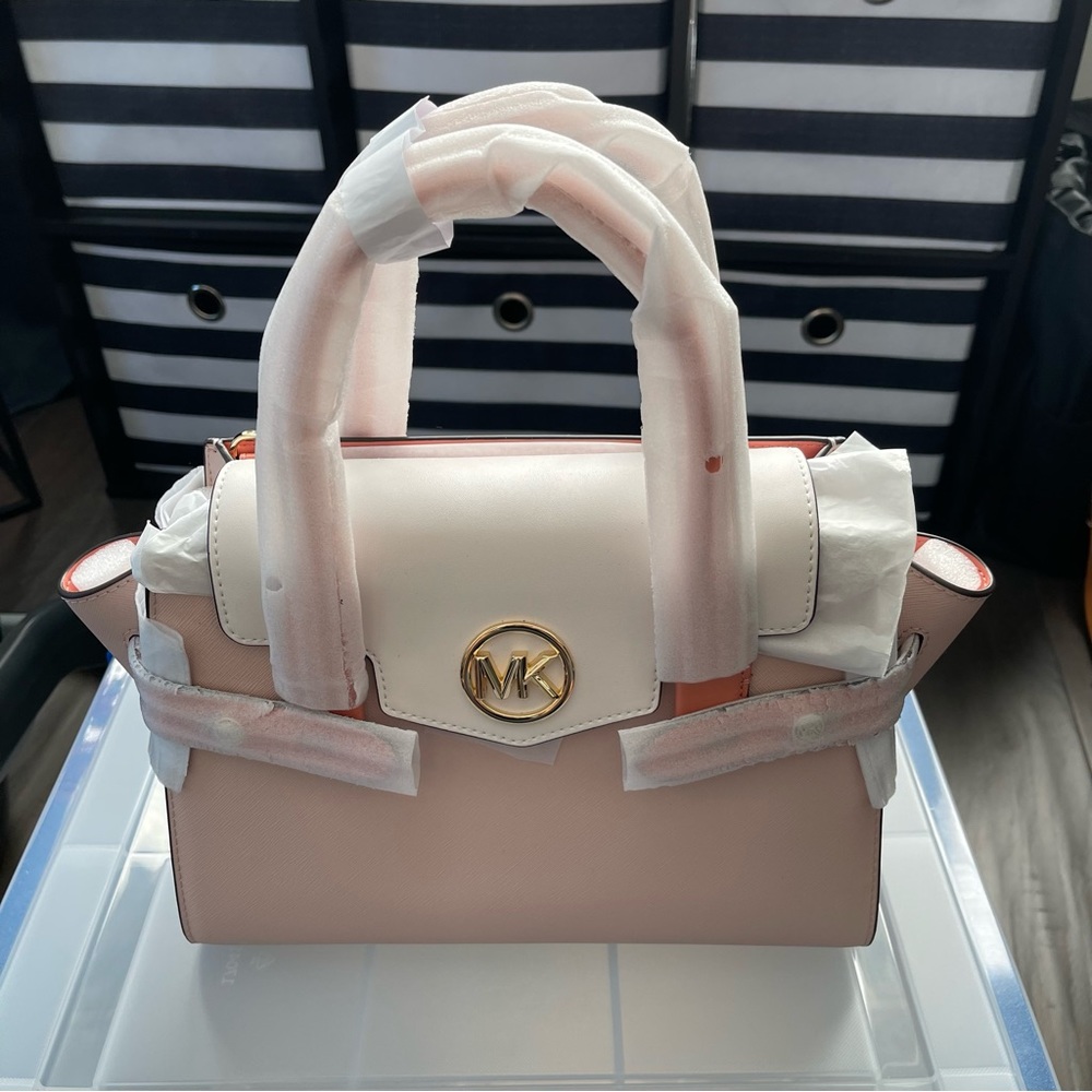 Michael Kors Carmen Faux Leather Belted Satchel